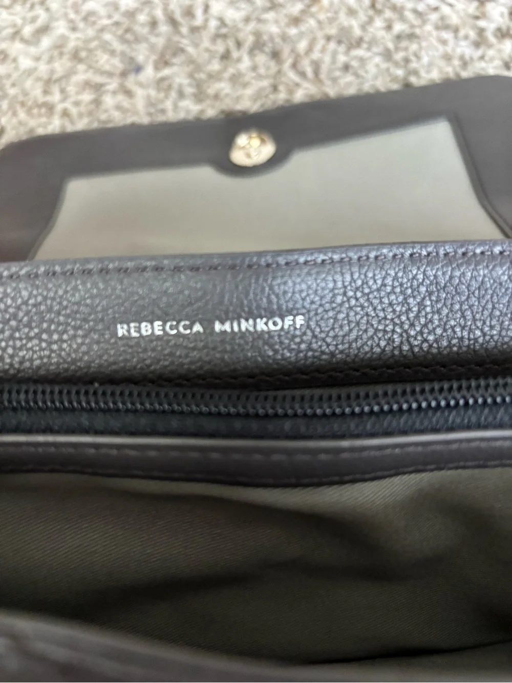 Rebecca Minkoff  pebbled  quilted leather Eddie flap chain  gold silver MINT